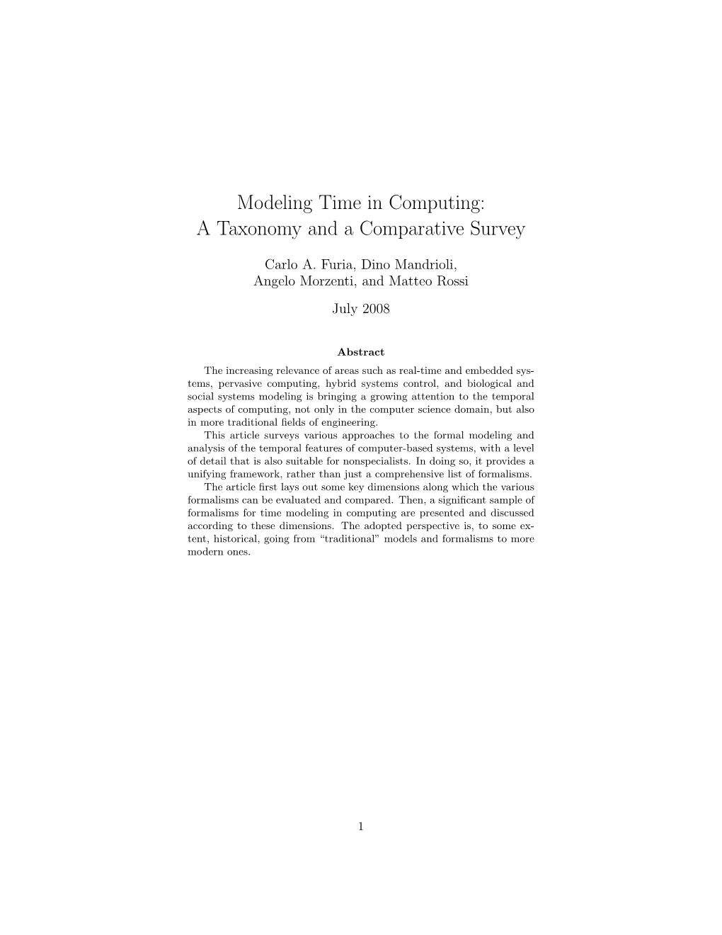 Modeling Time in Computing: a Taxonomy and a Comparative Survey