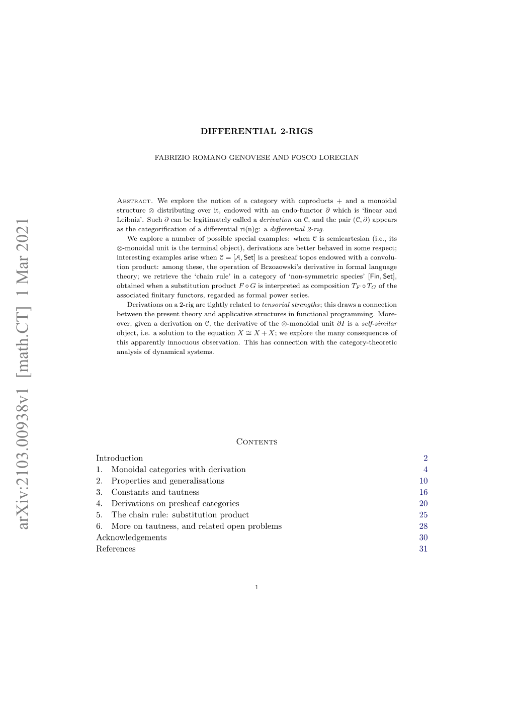 Arxiv:2103.00938V1 [Math.CT] 1 Mar 2021 6