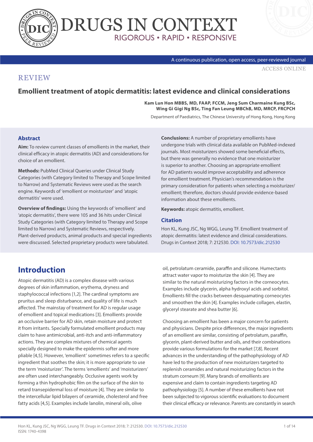 Drugs in Context Rigorous • Rapid • Responsive