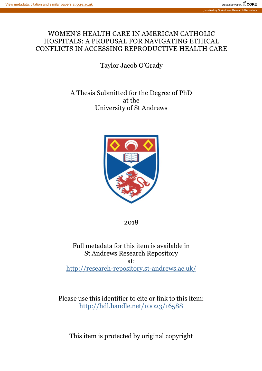 Taylor J. O'grady Phd Thesis