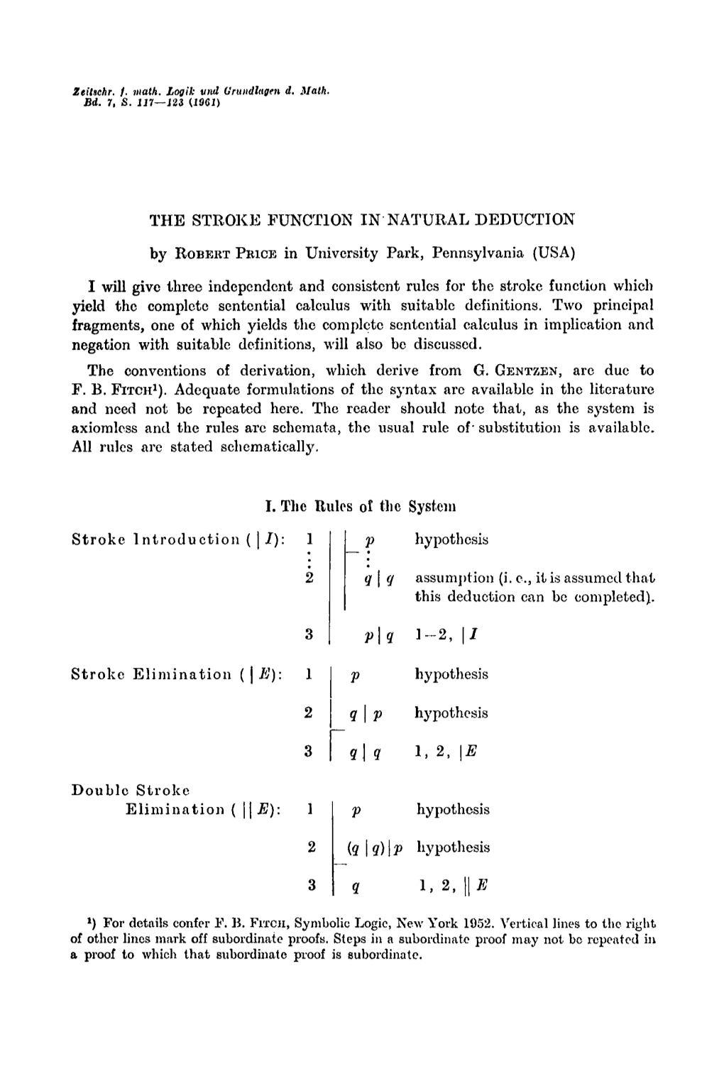 The Stroke Function in Natural Deduction