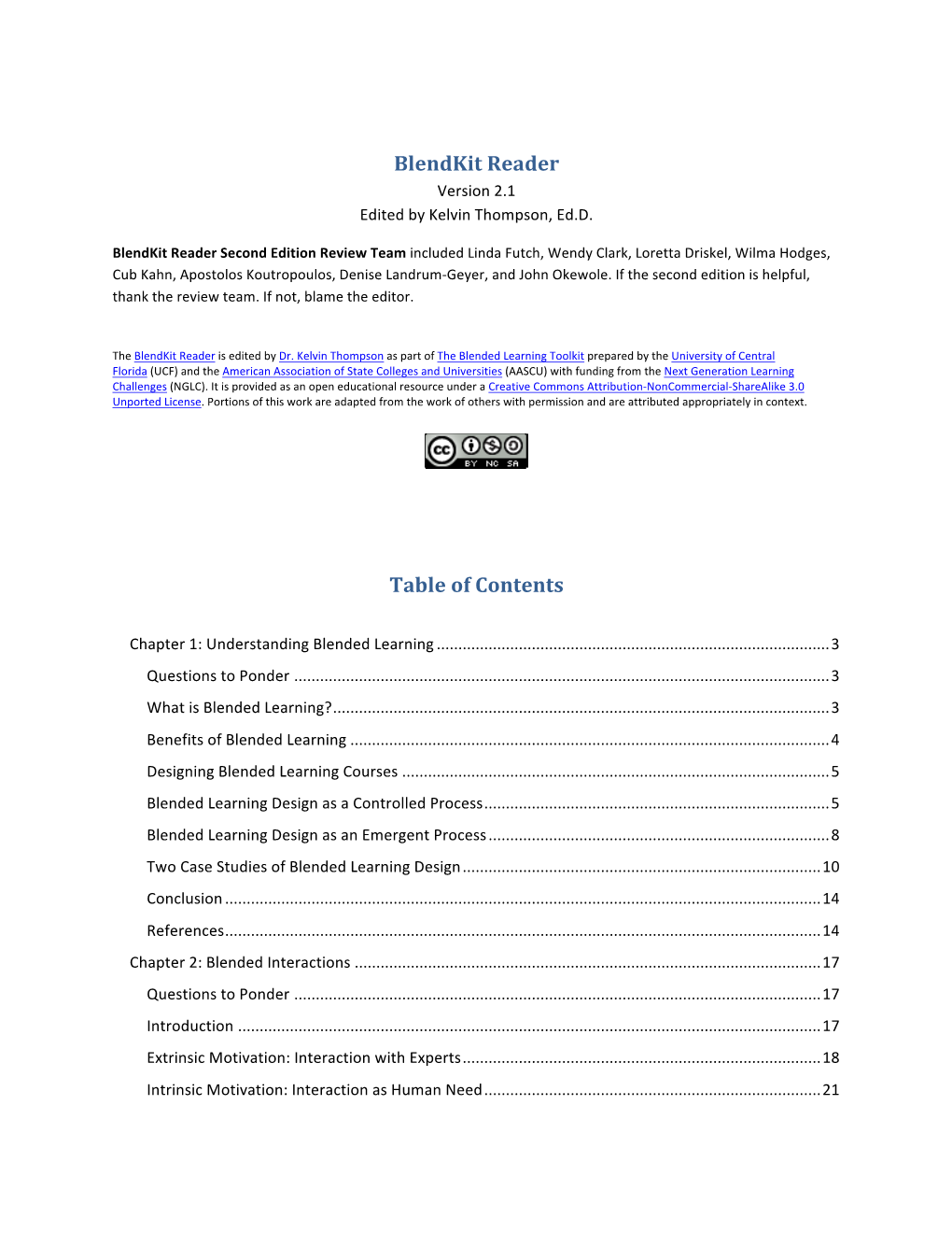 Blendkit Reader Version 2.1 Edited by Kelvin Thompson, Ed.D