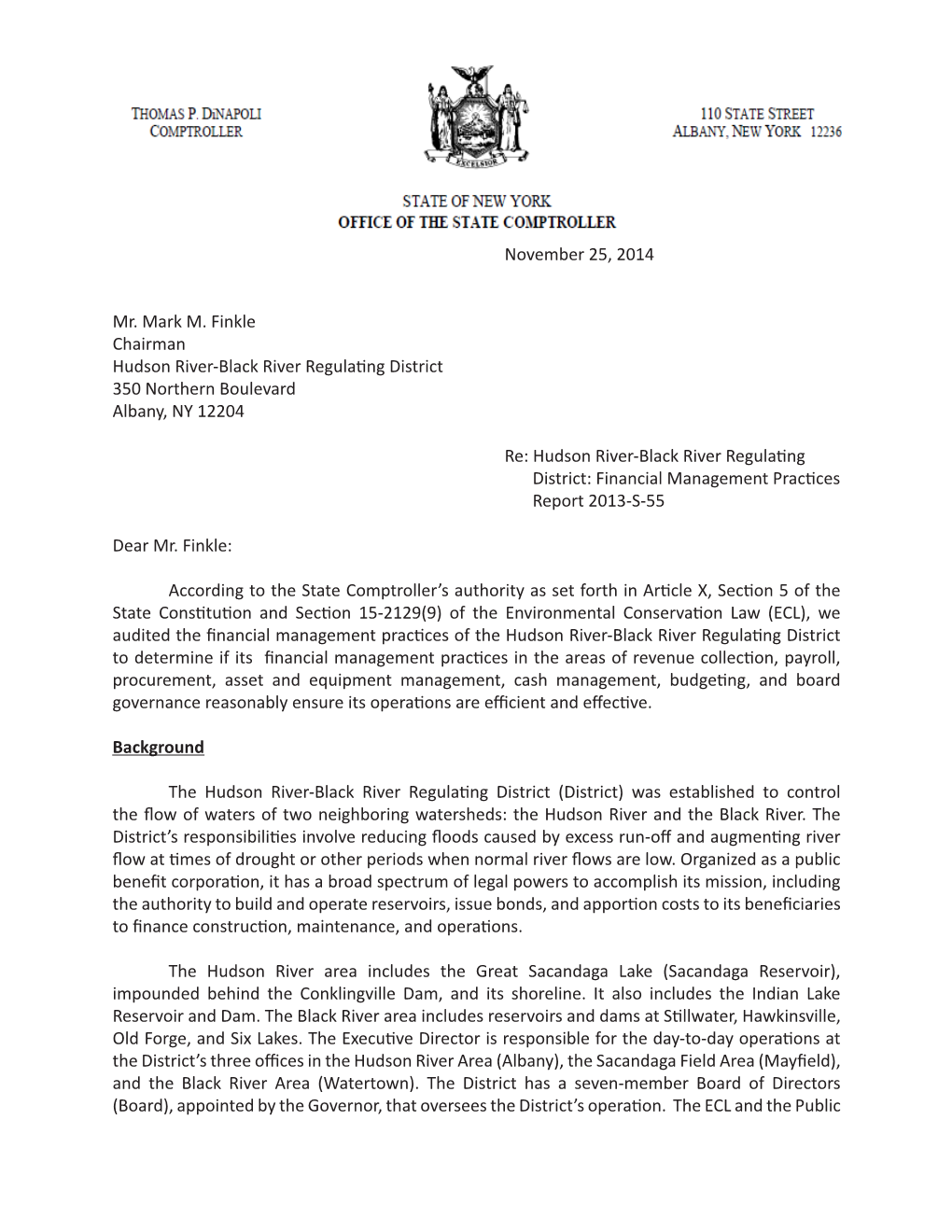 Hudson River-Black River Regulating District 350 Northern Boulevard Albany, NY 12204