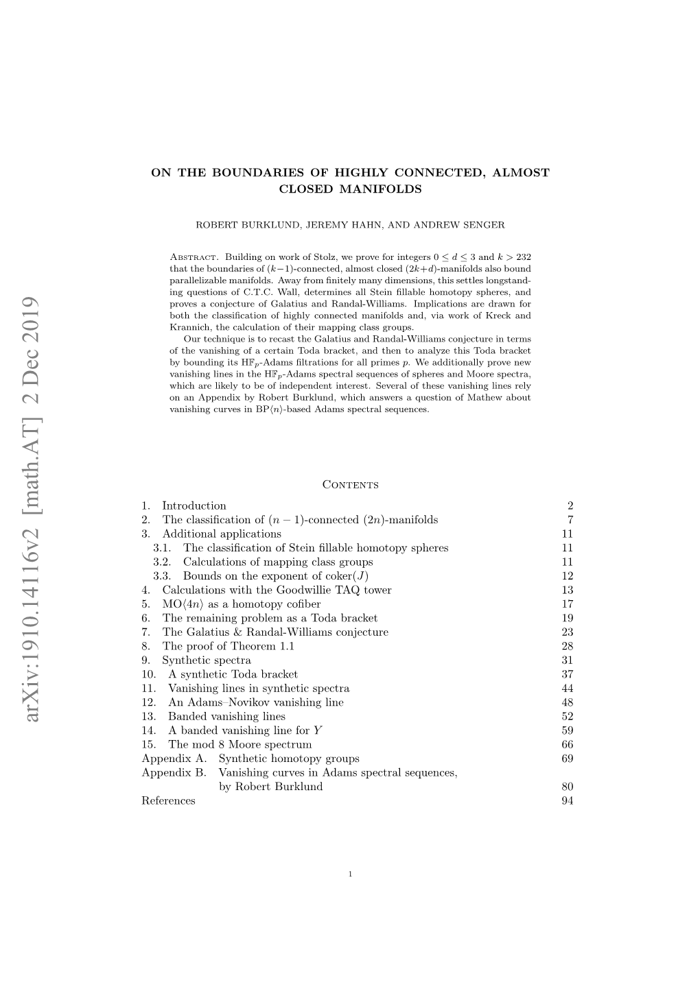 Arxiv:1910.14116V2 [Math.AT] 2 Dec 2019 13