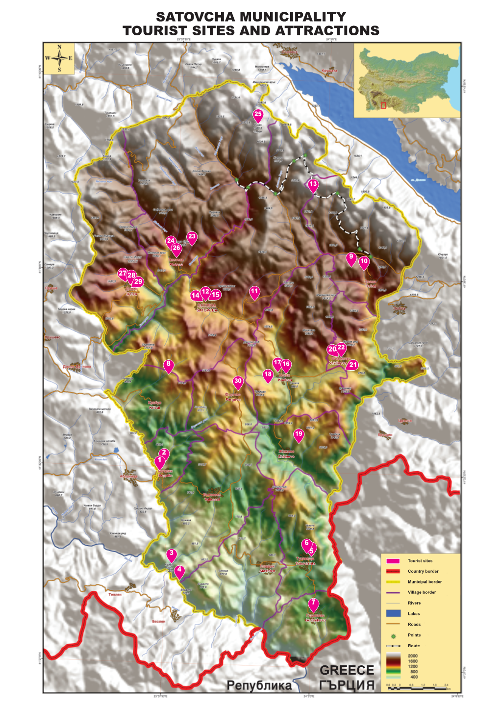 Tourist Map of Satovcha Municipality