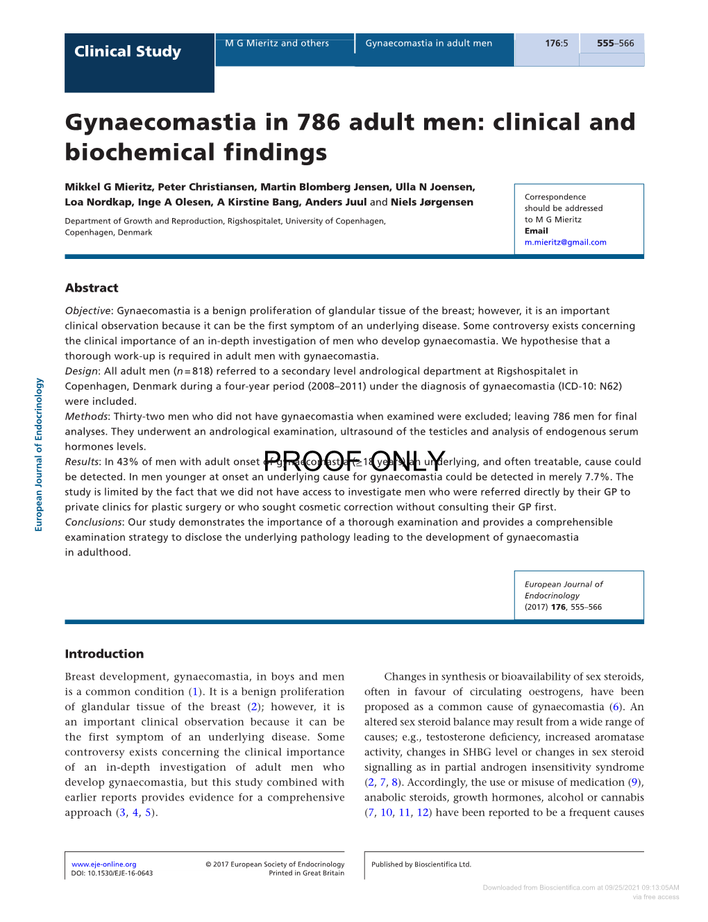 Gynaecomastia in 786 Adult Men: Clinical and Biochemical Findings