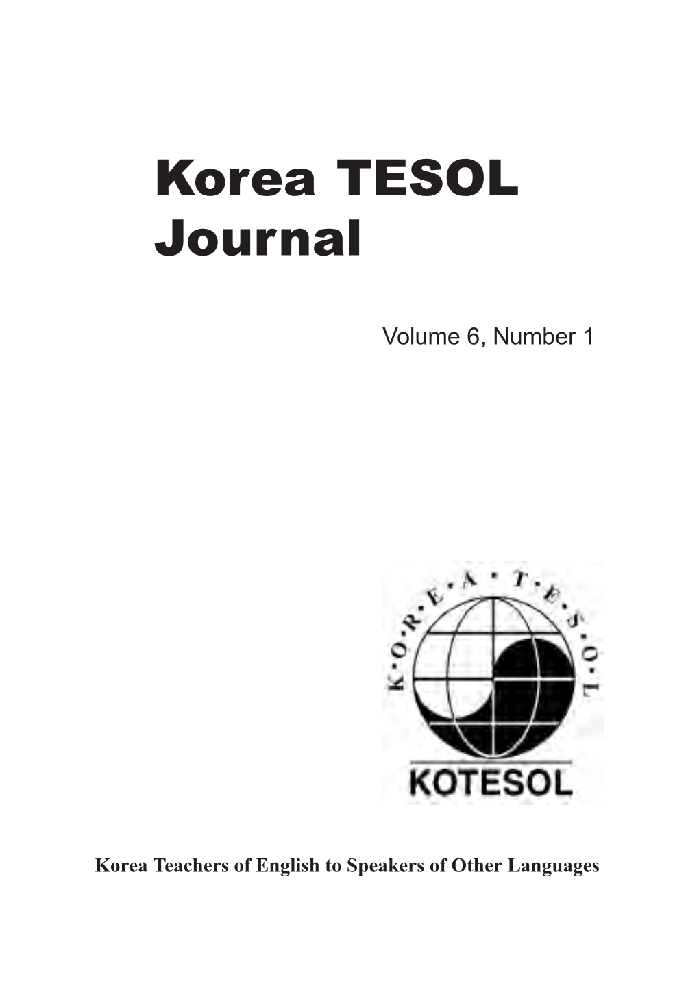 Korea Tesol Journal Vol 6, No 1