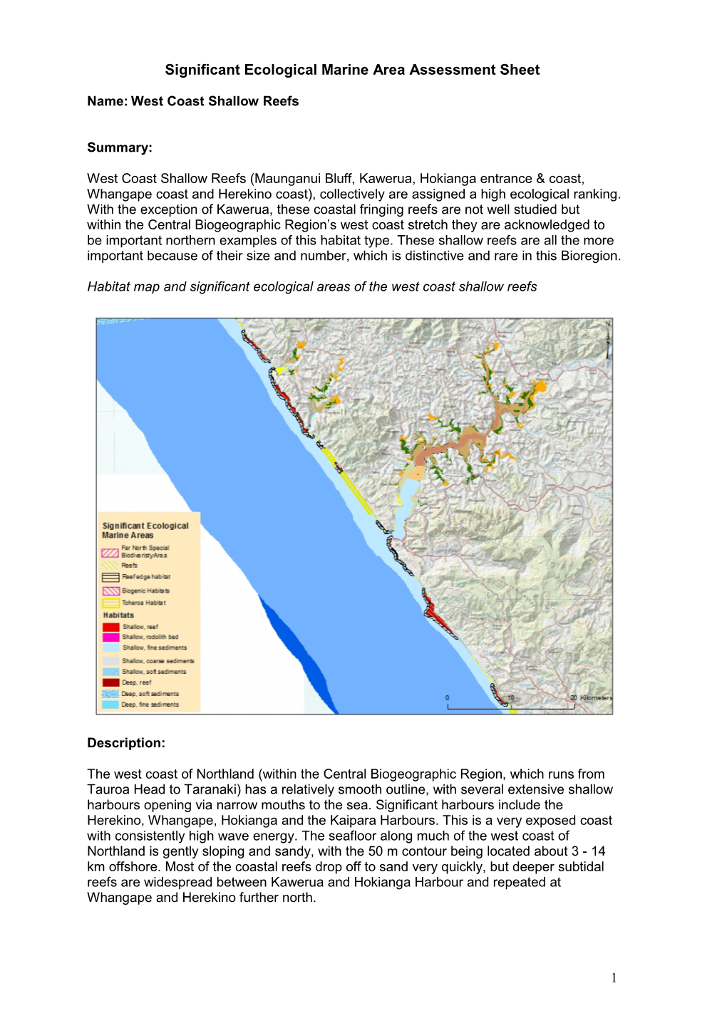Significant Ecological Marine Area Assessment Sheet