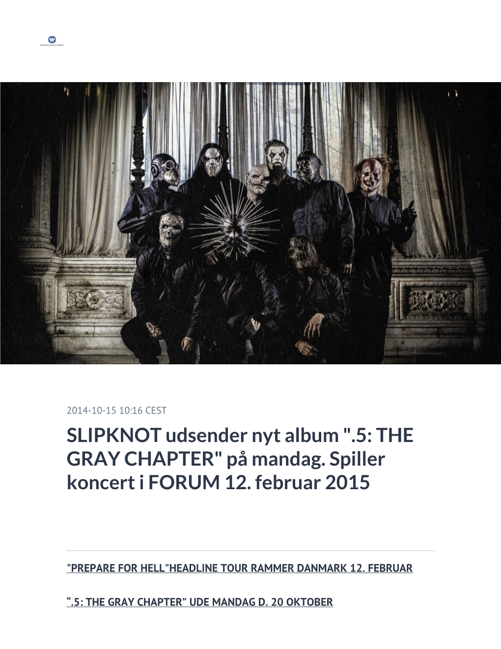 SLIPKNOT Udsender Nyt Album ".5: the GRAY CHAPTER" På Mandag