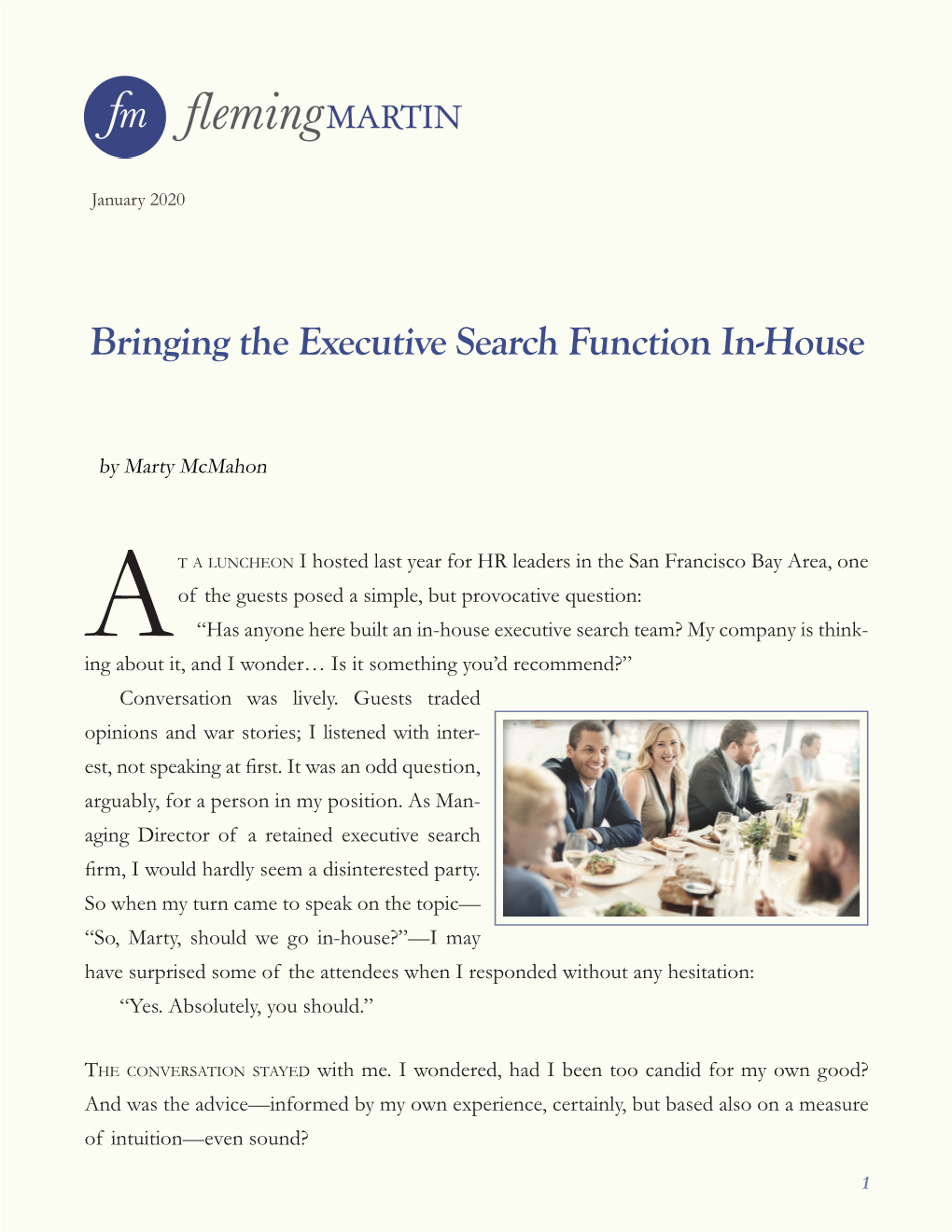 Bringing the Executive Search Function In-House