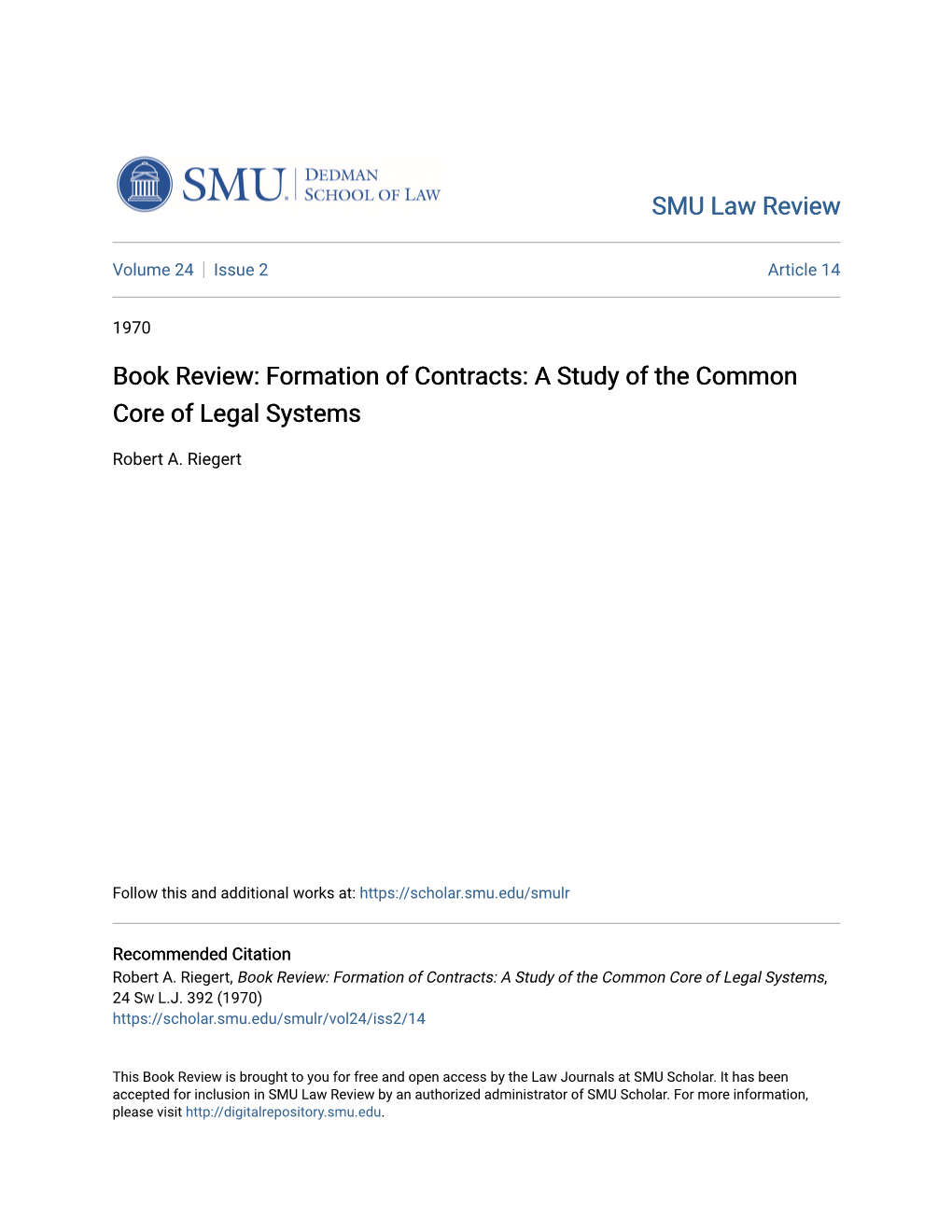 Formation of Contracts: a Study of the Common Core of Legal Systems