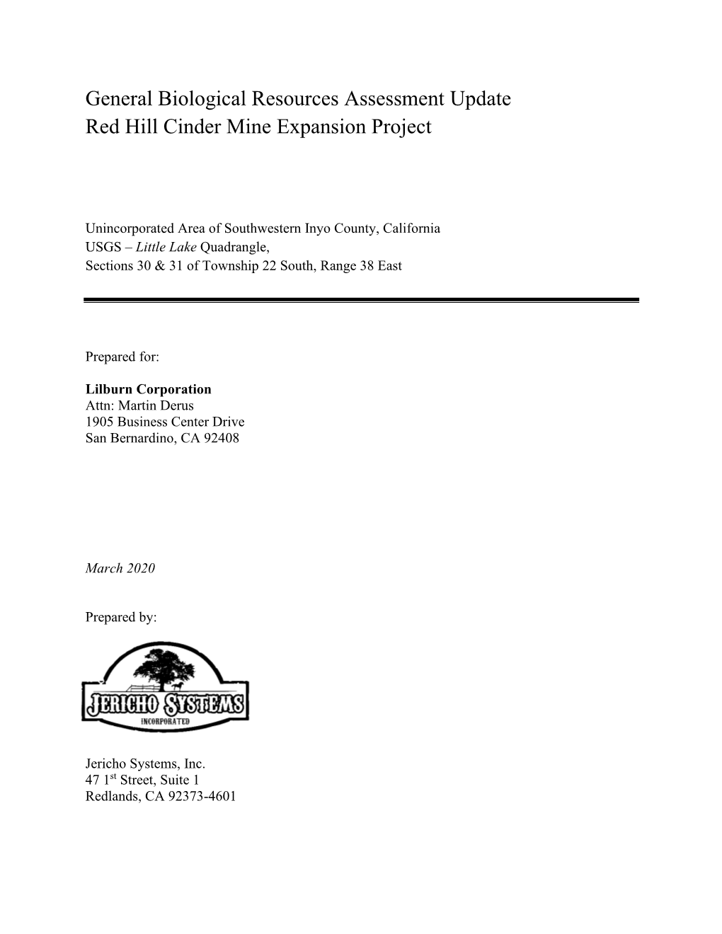 General Biological Resources Assessment Update Red Hill Cinder Mine Expansion Project