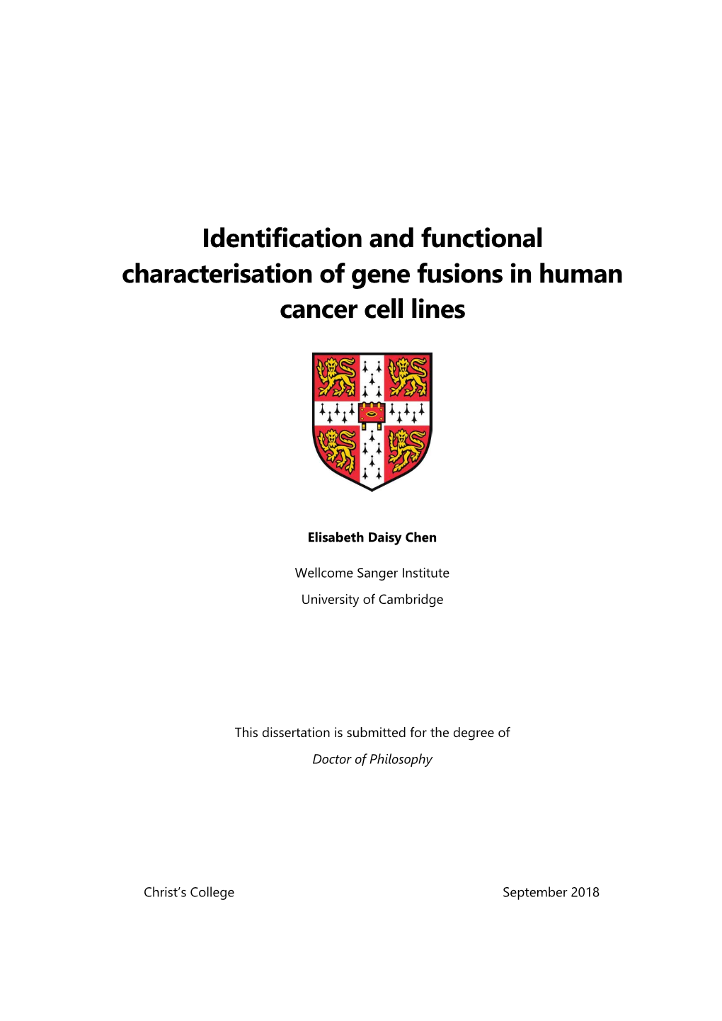 Identification and Functional Characterisation of Gene Fusions in Human Cancer Cell Lines