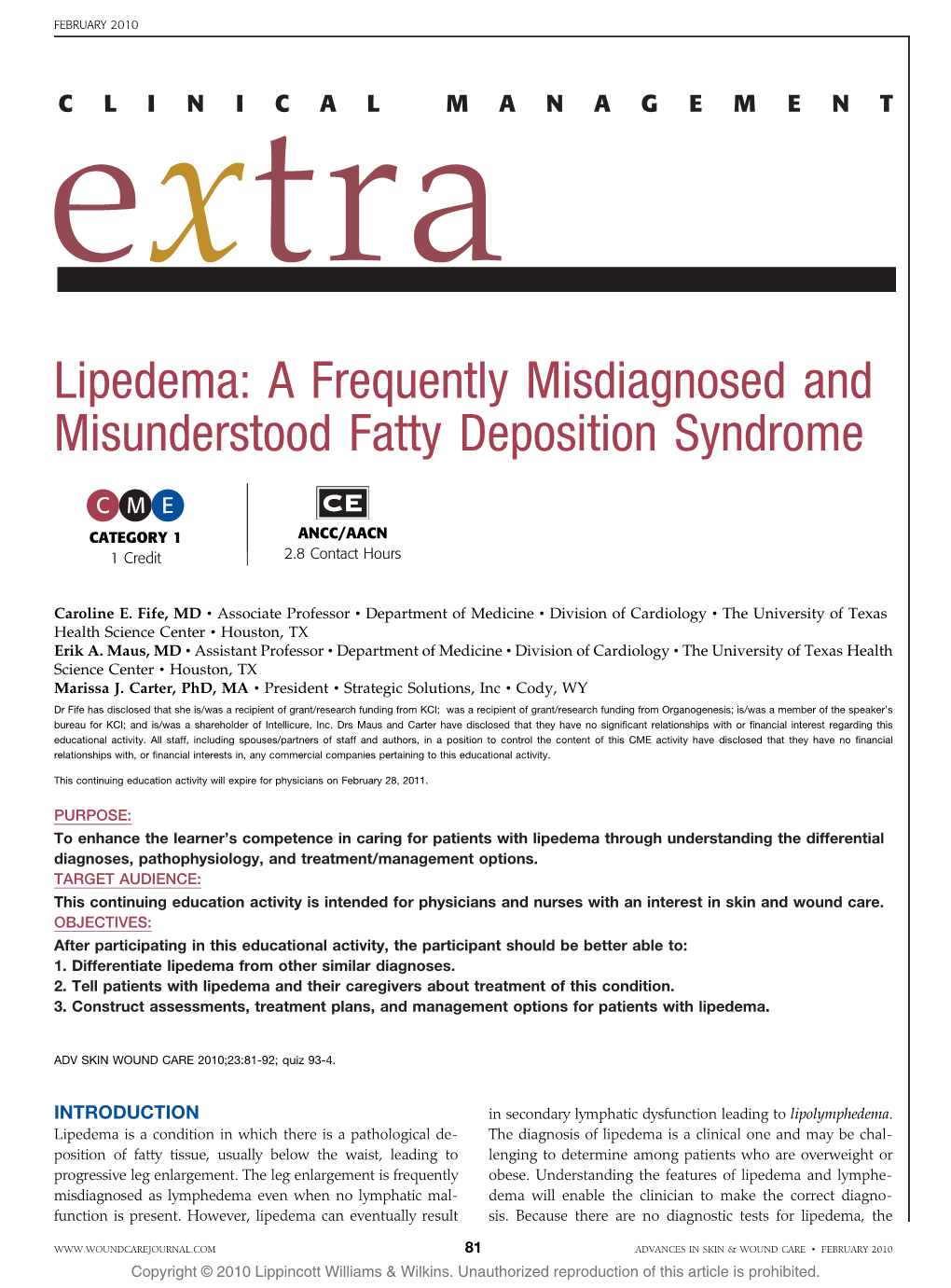 Lipedema: a Frequently Misdiagnosed and Misunderstood Fatty Deposition Syndrome