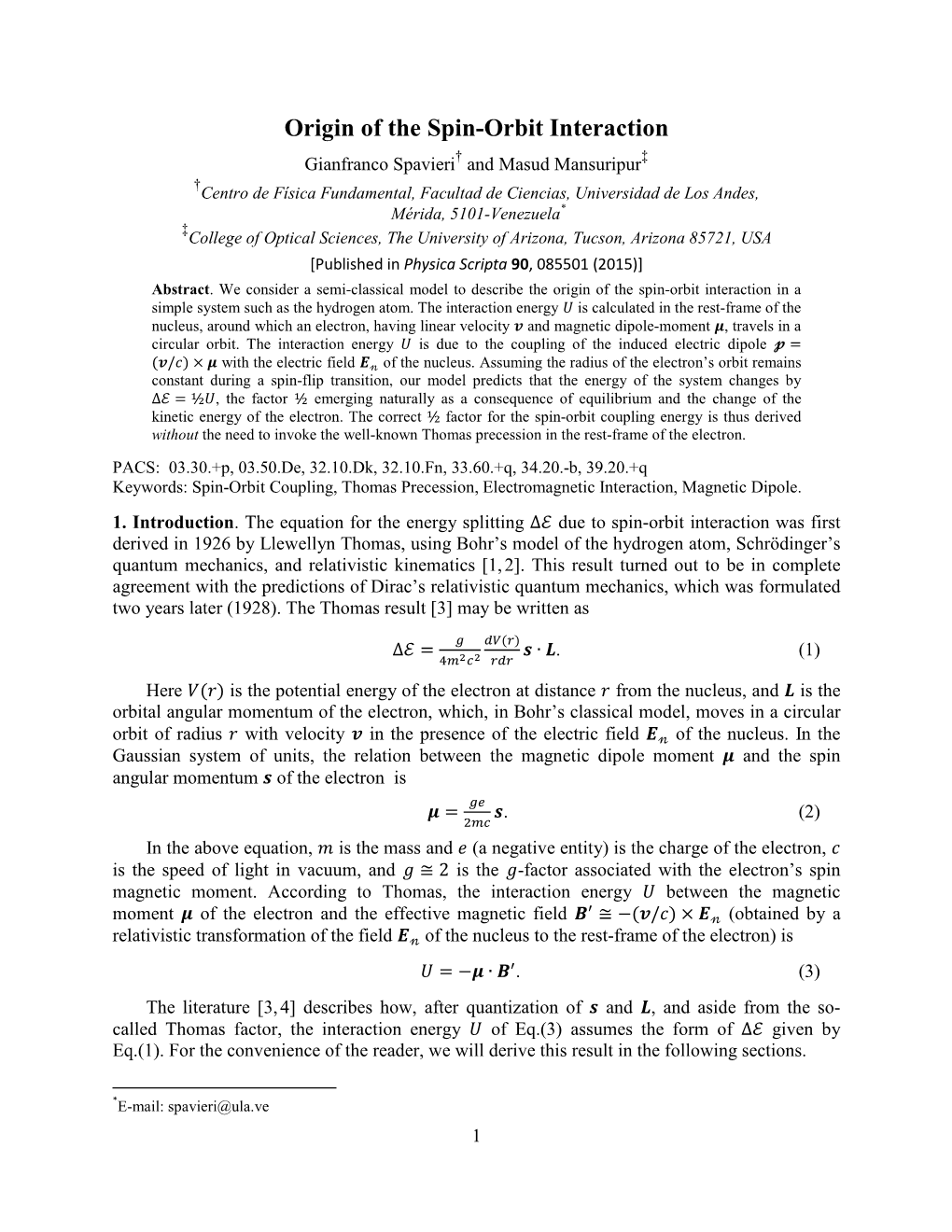 Origin of the Spin-Orbit Interaction