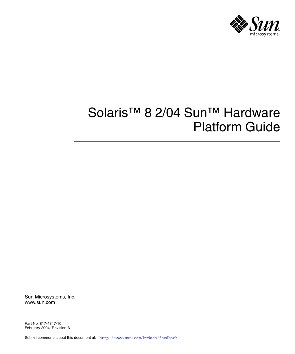 Solaris 8 2/04 Sun Hardware Platform Guide