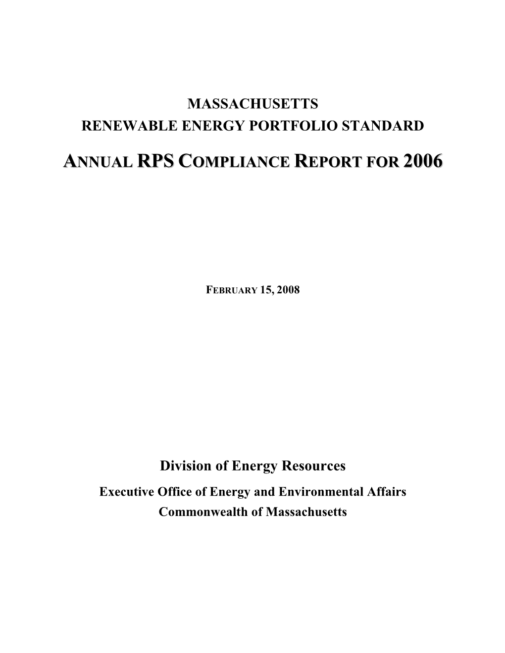 Annual Rps Compliance Report for 2006