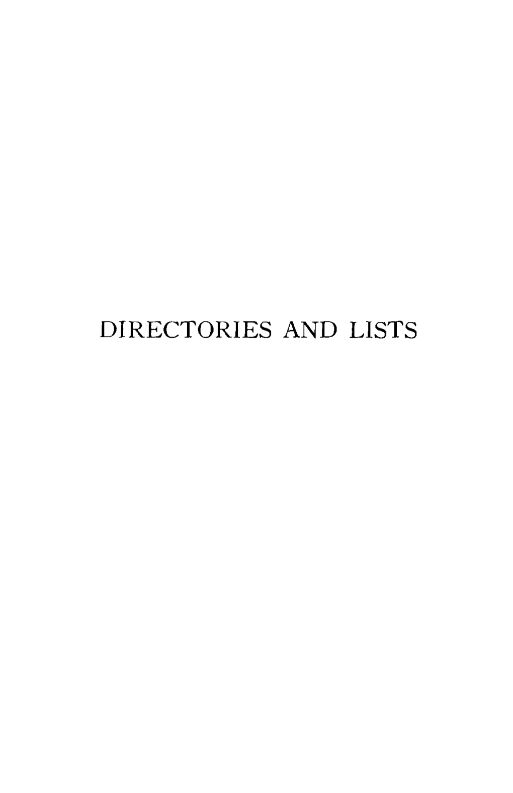Directories and Lists Editorial Note