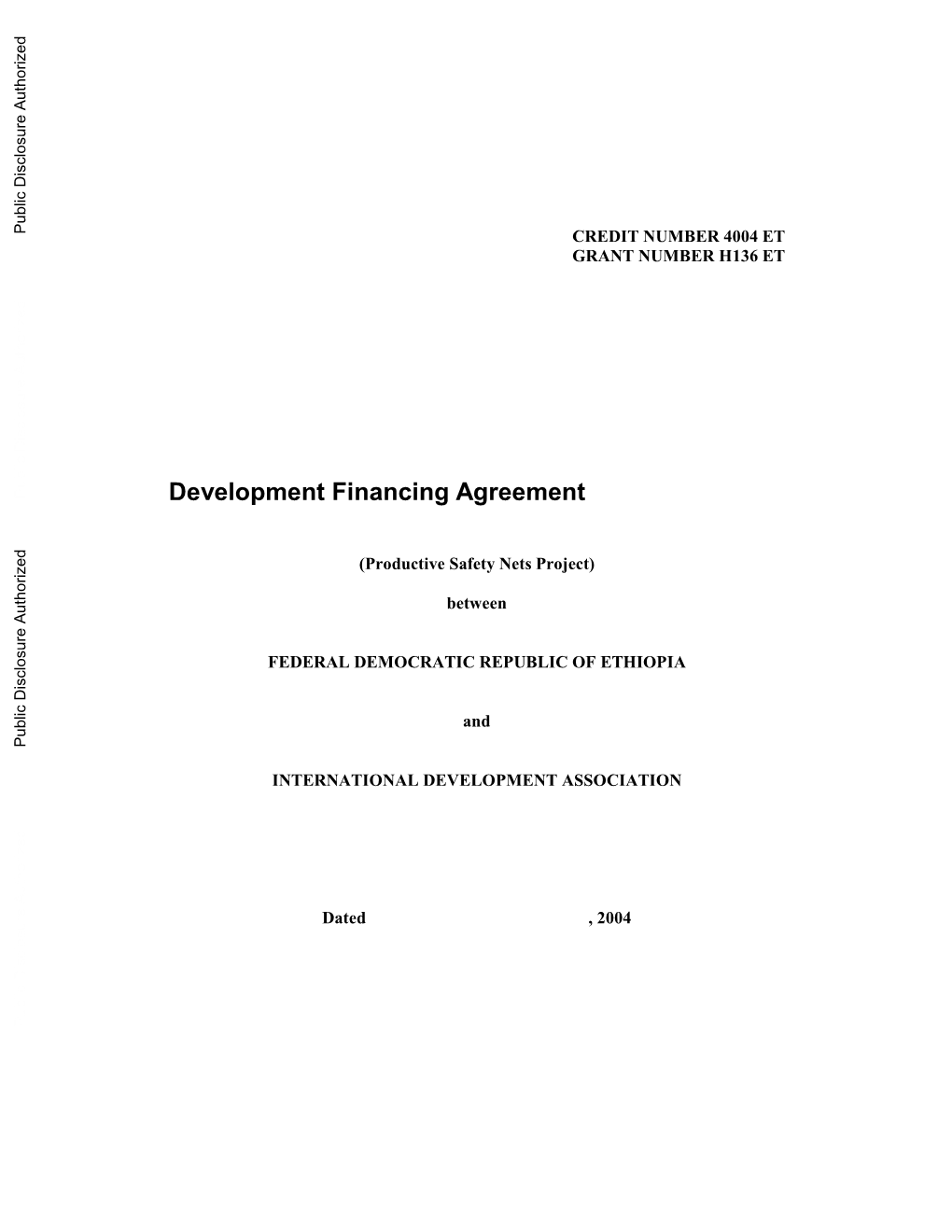 Development Financing Agreement
