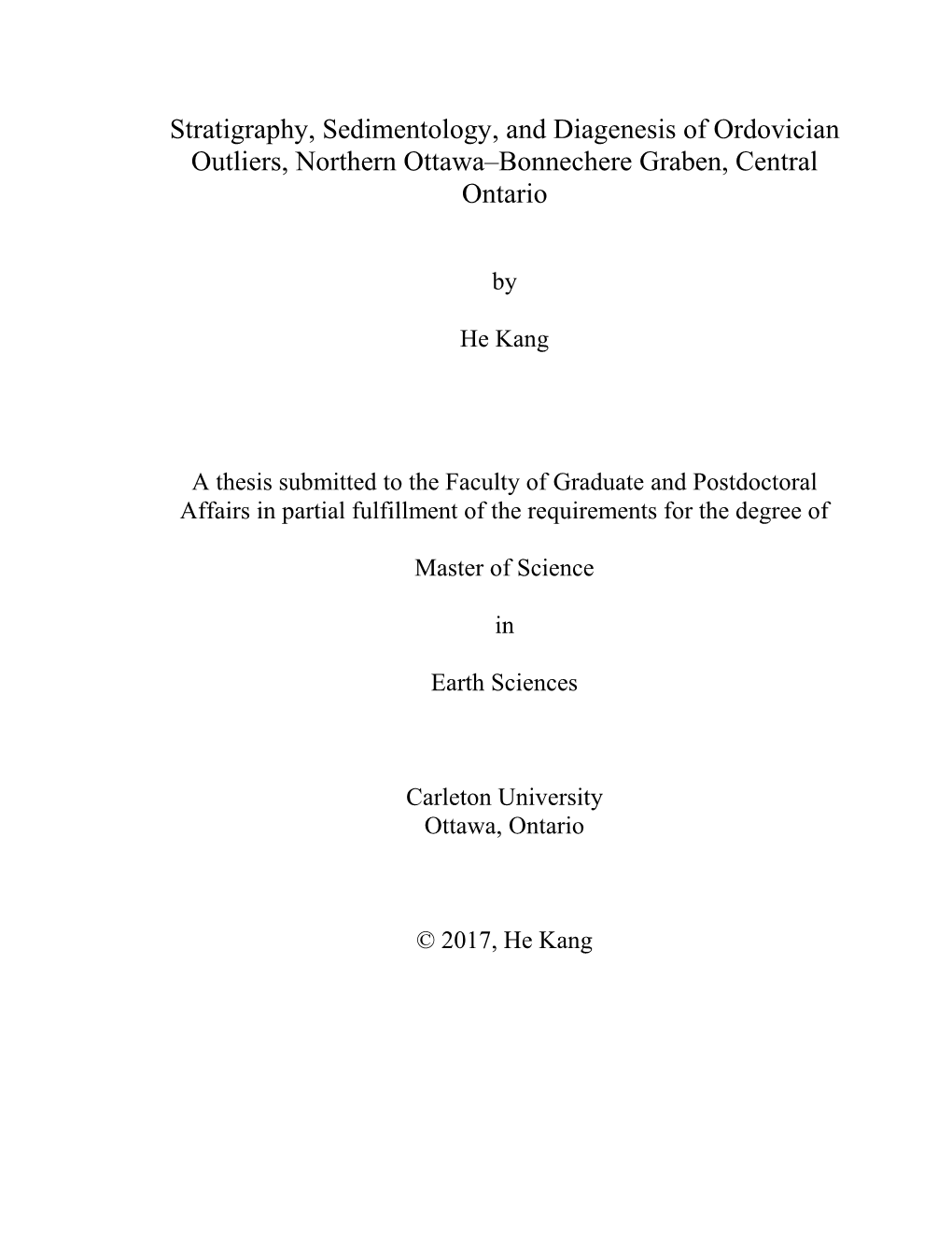 Stratigraphy, Sedimentology, and Diagenesis of Ordovician Outliers, Northern Ottawa–Bonnechere Graben, Central Ontario