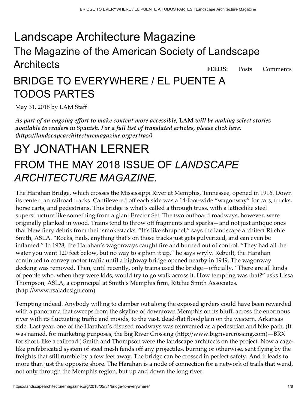 Landscape Architecture Magazine by JONATHAN LERNER