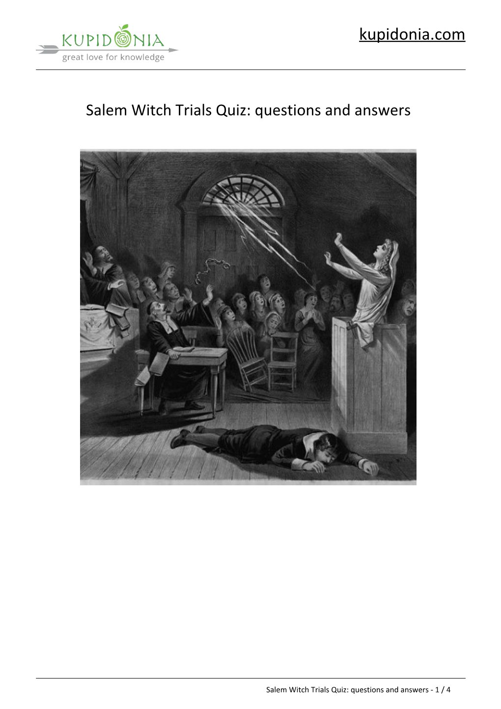 Salem Witch Trials Quiz: Questions and Answers