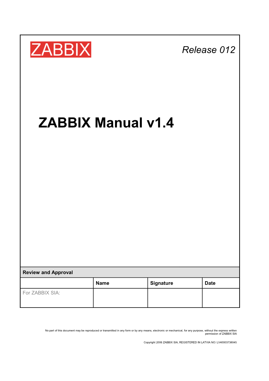 ZABBIX Manual V1.4