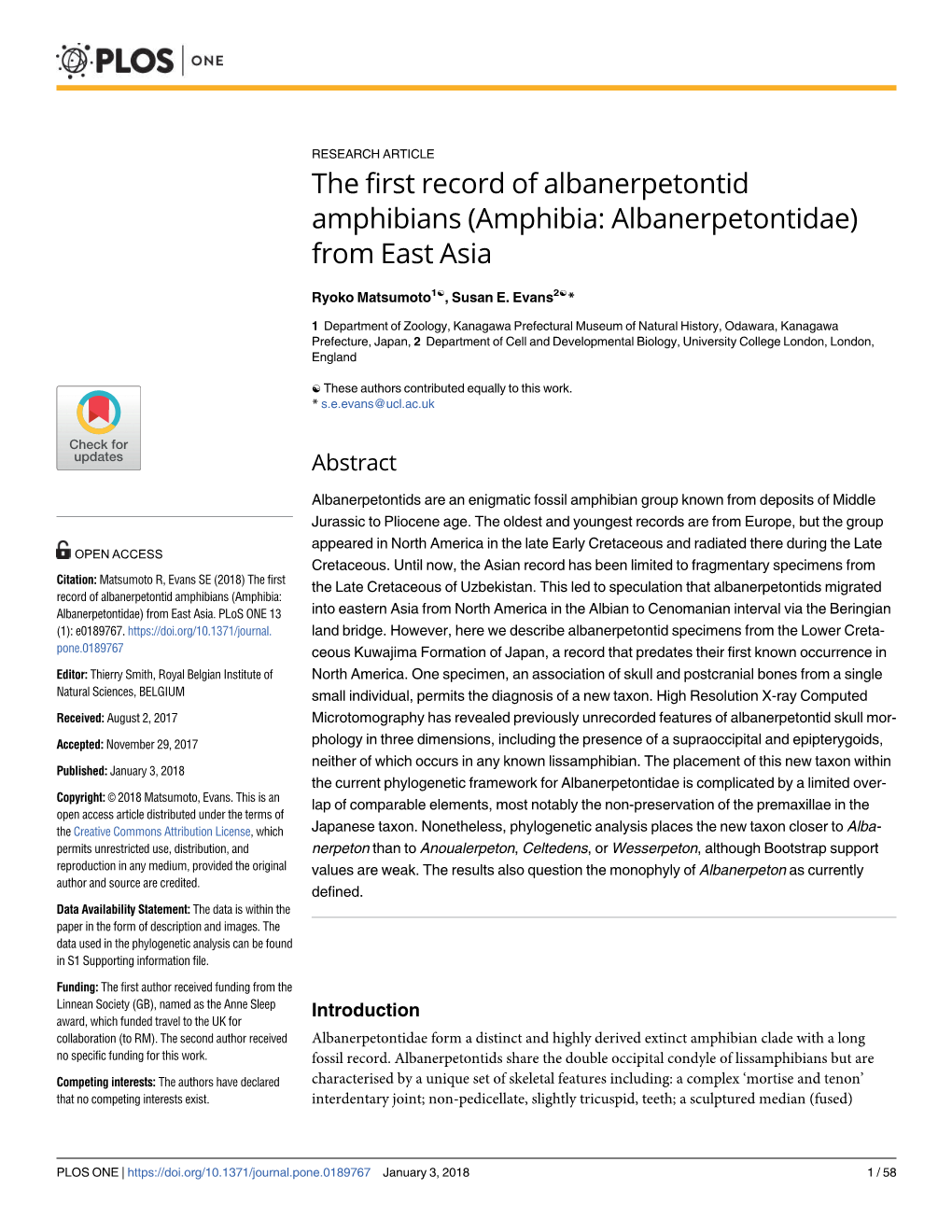 The First Record of Albanerpetontid Amphibians (Amphibia: Albanerpetontidae) from East Asia