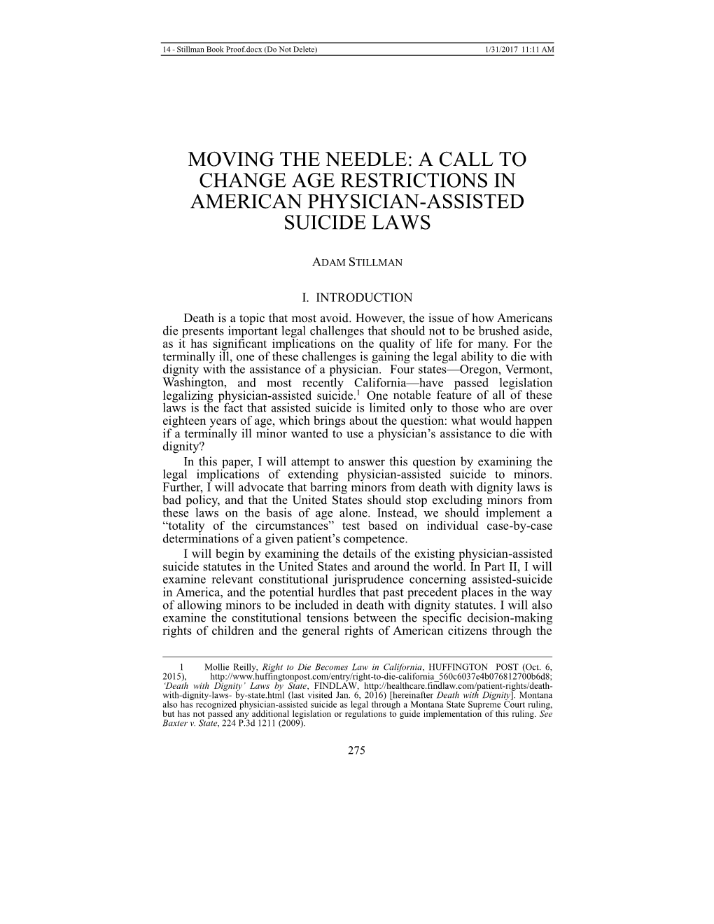 A Call to Change Age Restrictions in American Physician-Assisted Suicide Laws