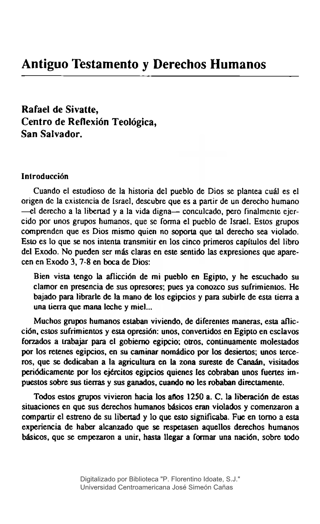 Antiguo Testamento Y Derechos Humanos