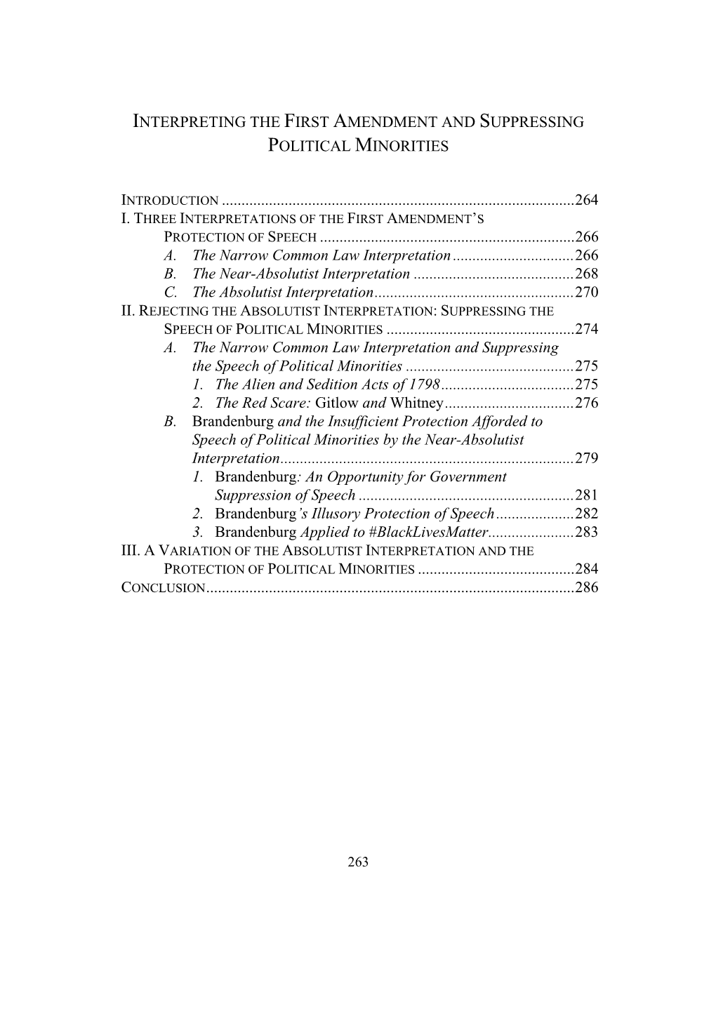 Interpreting the First Amendment and Suppressing Political Minorities