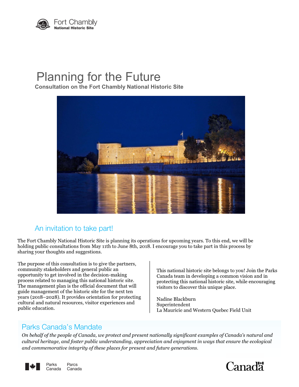 Consultation on the Fort Chambly National Historic Site