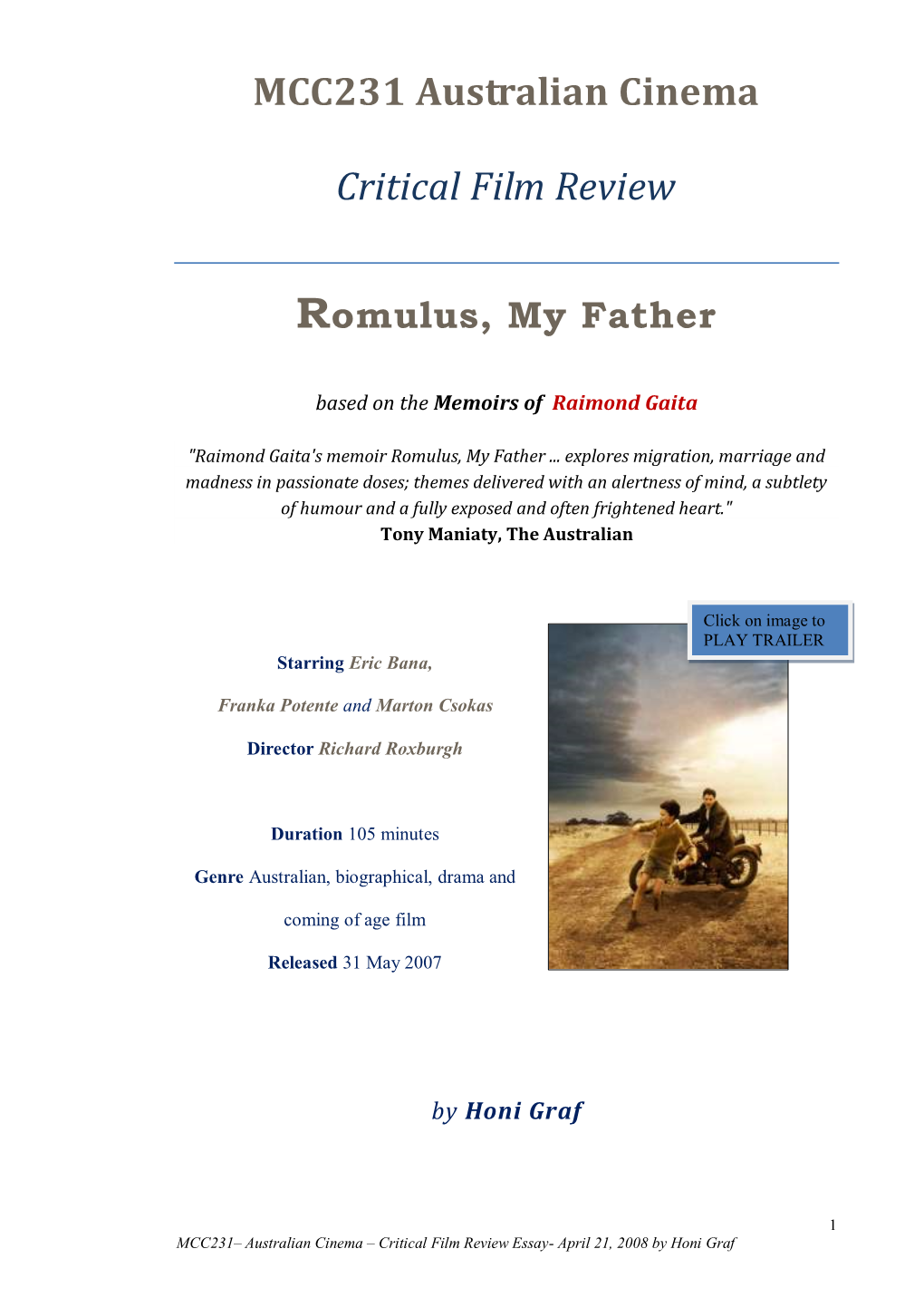 Romulus, My Father