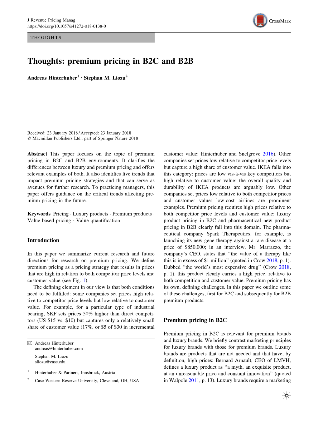 Thoughts: Premium Pricing in B2C and B2B