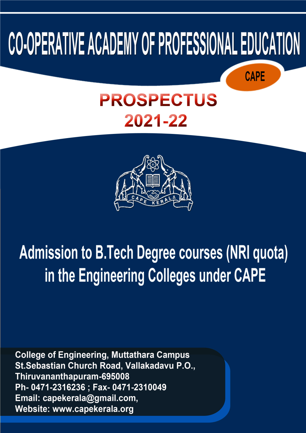 To Download the Prospectus 2021-22 for Admission to B.Tech Degree