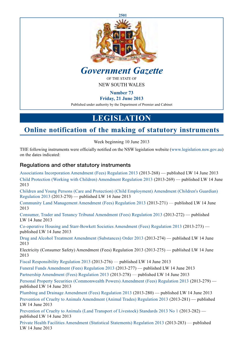 New South Wales Government Gazette No. 25 Of