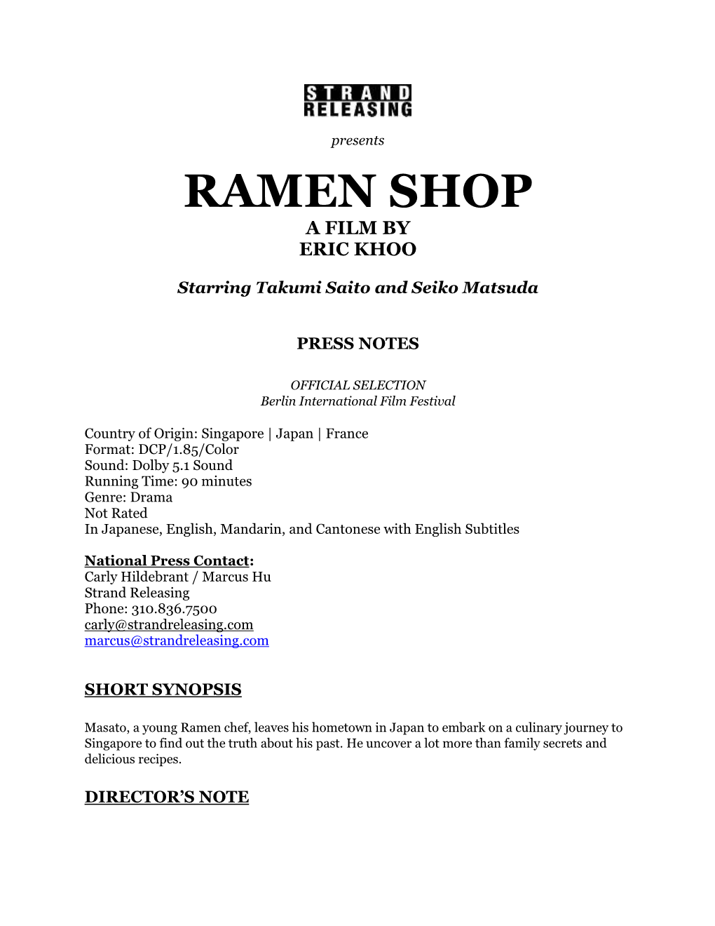 Ramen Shop a Film by Eric Khoo