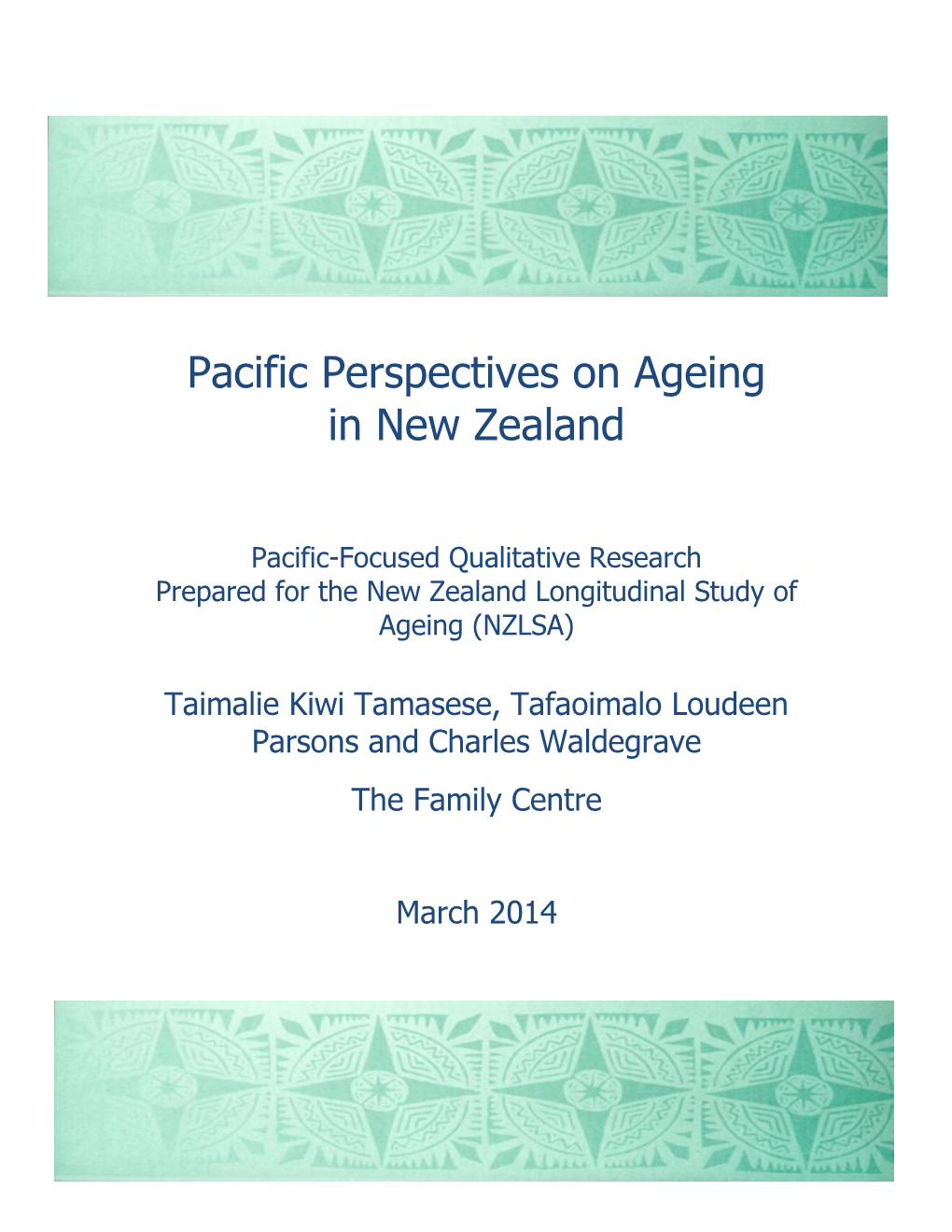 Pacific Perspectives on Ageing in New Zealand