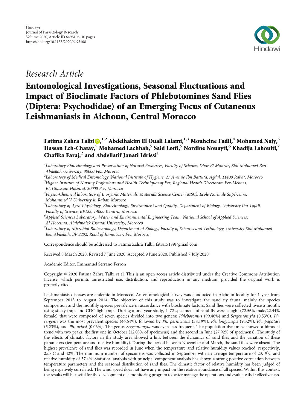 Research Article Entomological Investigations, Seasonal