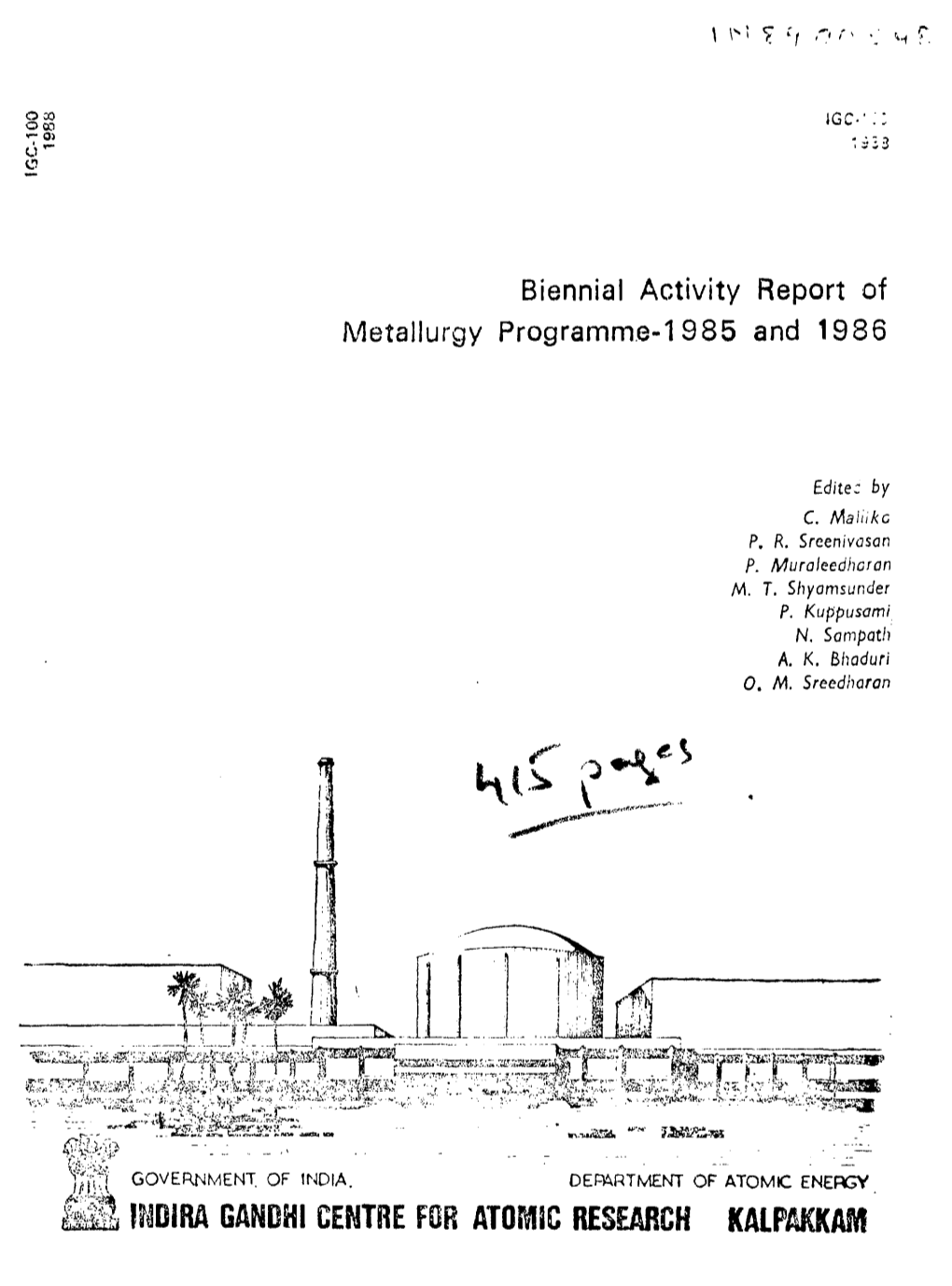 GANDHI CENTRE for Atomic RESEARCH Kalfai(KAM ICC-100 1988