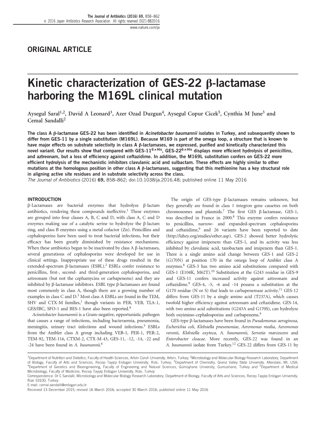 Lactamase Harboring the M169L Clinical Mutation