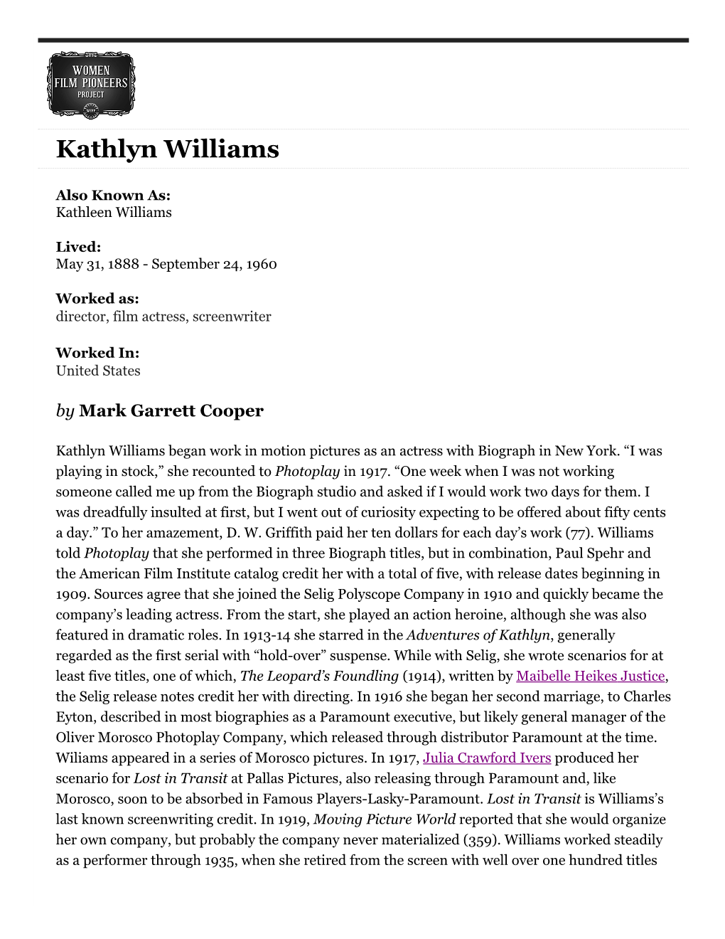 Kathlyn Williams