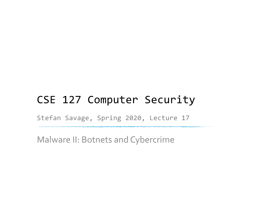 CSE 127 Computer Security