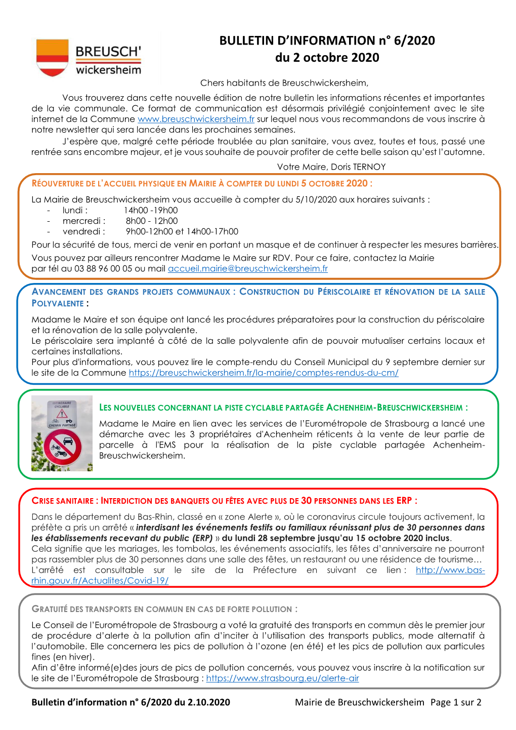 Bulletin D'information N°6 Du 2 Octobre