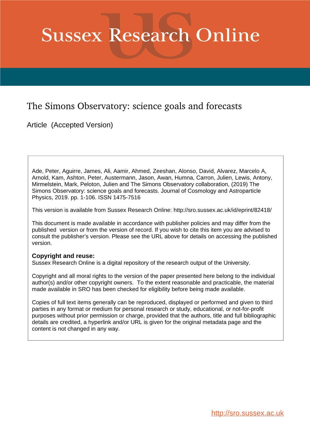 The Simons Observatory: Science Goals and Forecasts