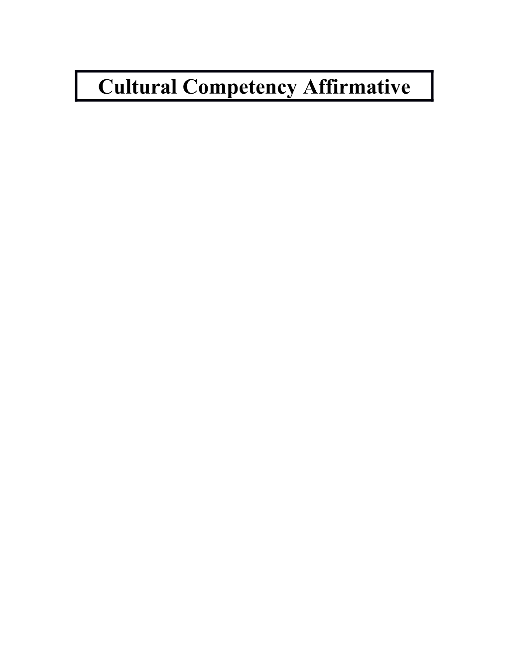 Cultural Competency Affirmative