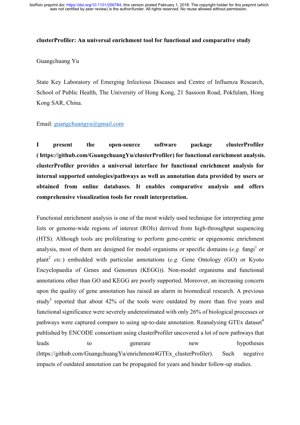 Downloaded from Molecular Signatures Database Can Be Directly Supported As Well As to Retrieve Whole Genome GO Annotations from Uniprot Database Using Taxonomic ID