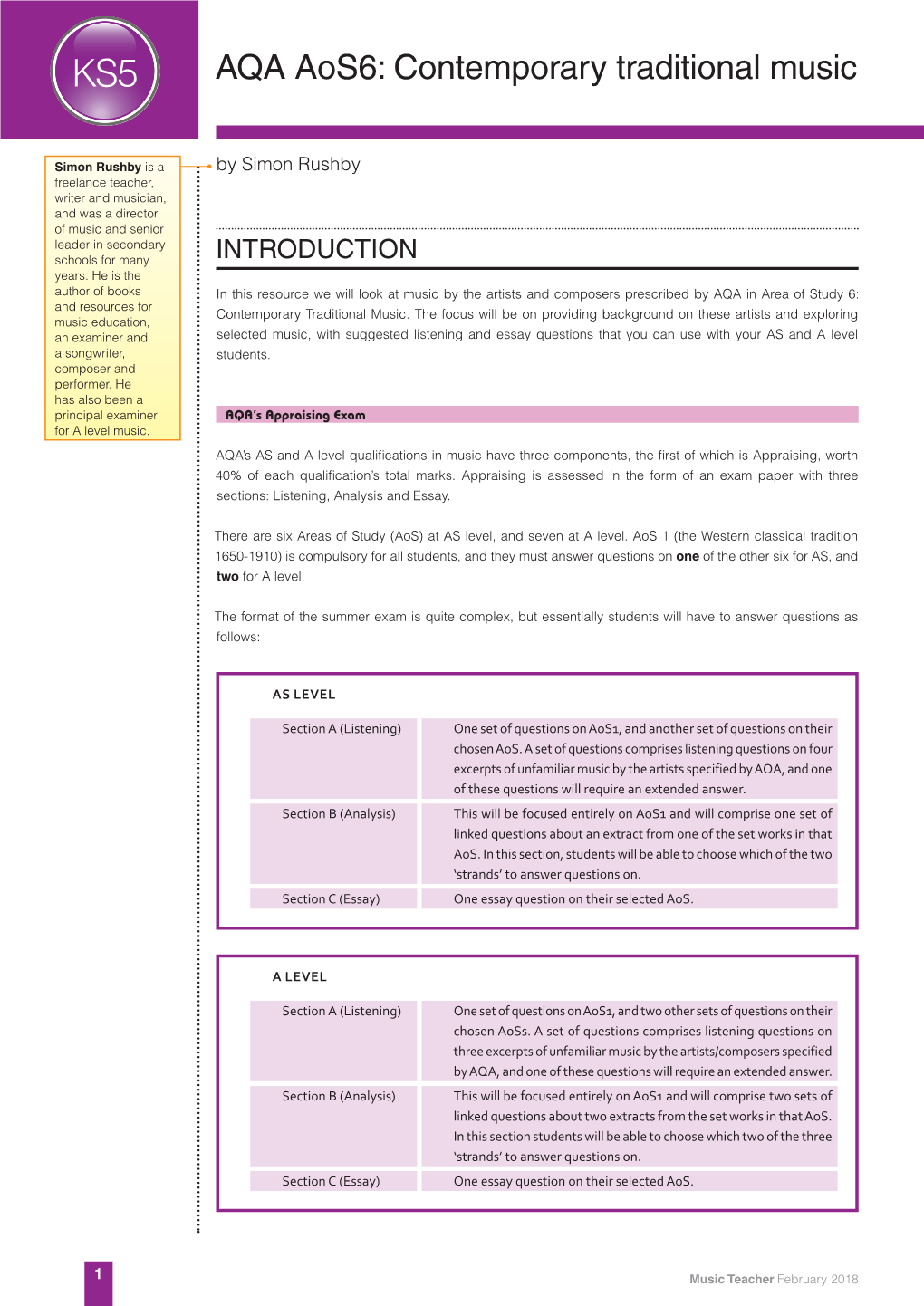 AQA Aos6: Contemporary Traditional Music