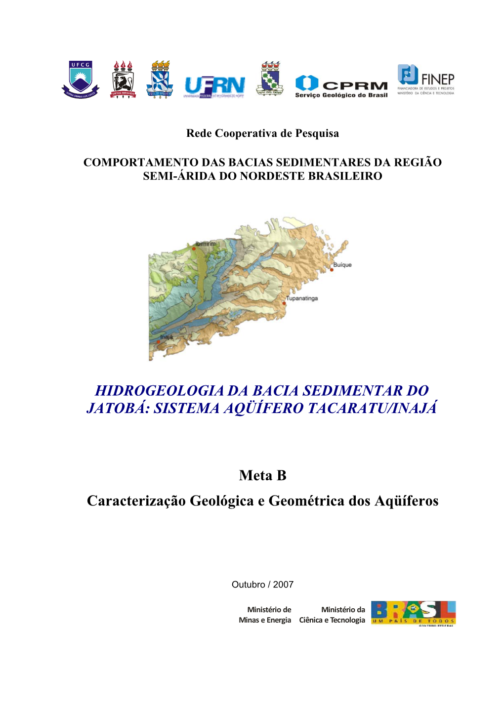 Hidrogeologia Da Bacia Sedimentar Do Jatobá: Sistema Aqüífero Tacaratu/Inajá