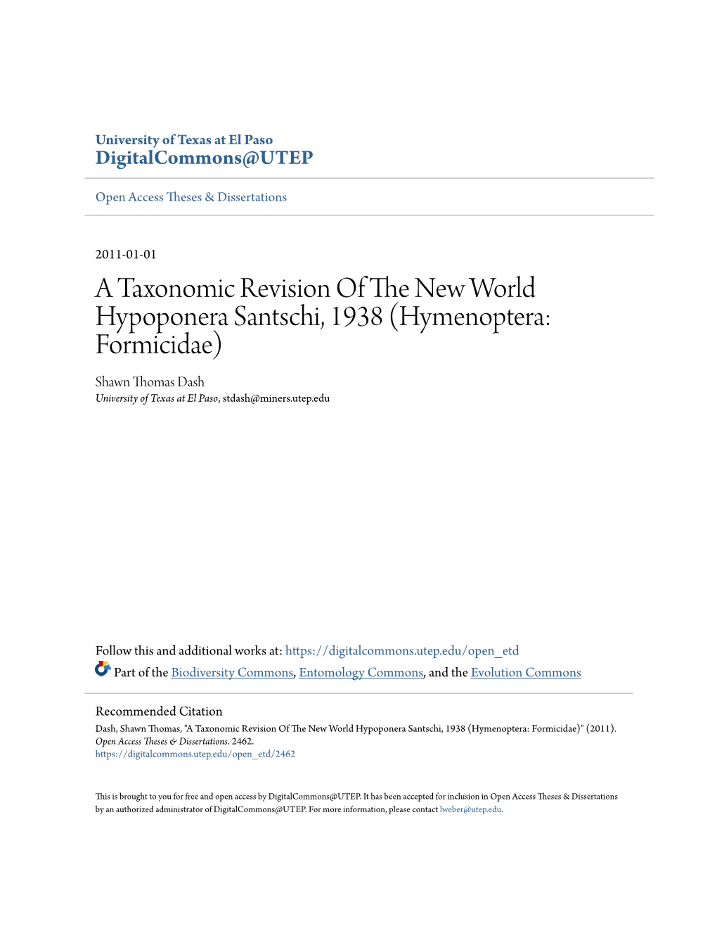 A Taxonomic Revision of the New World Hypoponera Santschi, 1938 (Hymenoptera: Formicidae)